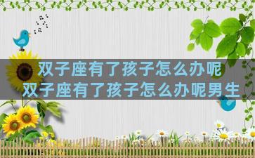 双子座有了孩子怎么办呢 双子座有了孩子怎么办呢男生